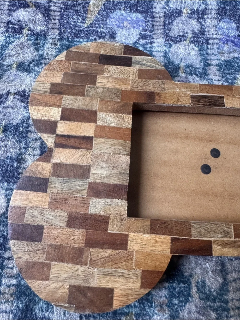 Wooden Mosaic Dog Bone Photo Frame - Natural Brown